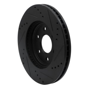 Nissan Pathfinder Brake Rotor (1) - Front Left - R1 Concepts - Drilled & Slotted - Black - `05-`25